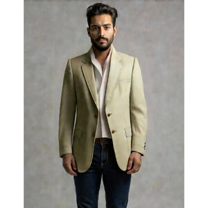 Kosins Men's Blazer Large Beige Notched Lapel Camel Hair Vintage Corpcore Luxe